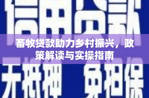 黄冈畜牧贷款助力乡村振兴，政策解读与实操指南